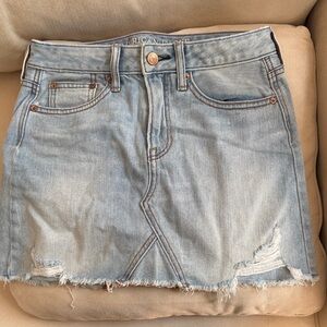 American Eagle Outfitters Light Blue Distressed Denim Mini Skirt